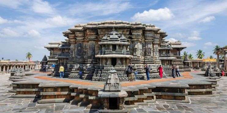 Ancient temple of Lord Hariharan at Hampi, showcasing intricate stone carvings and architectural details.