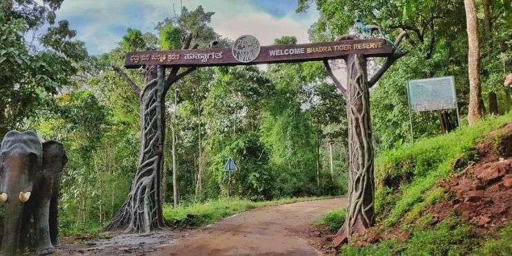 Entrance to the Kerala elephant sanctuary, a gateway to wildlife safaris and birdwatching in the lush Western Ghats.