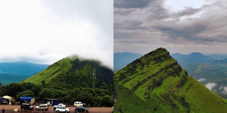 Image of two mountain scenes featuring a car, highlighting the adventure of trekking in the surrounding hills.