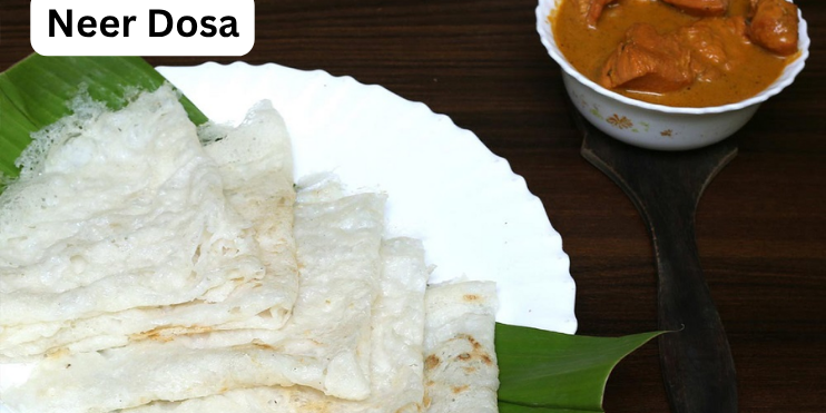 Neer dosa recipe with thin rice crepes, served with coconut chutney or chicken curry, popular in Chikmagalur street food.